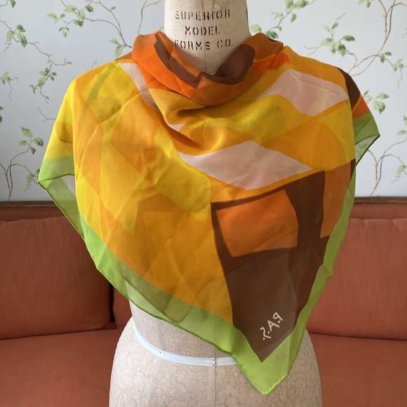 Vintage P.A.S. Mid Century Color Square Scarf - Picture 3 of 10